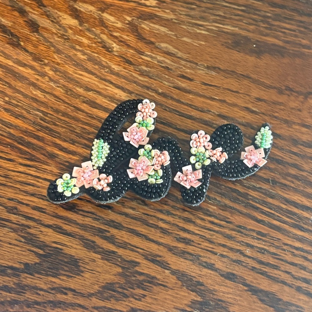 RARE Beaded Floral Love Brooch